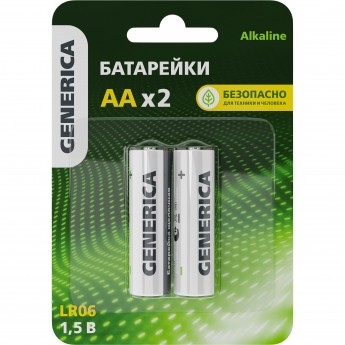 Батарейка щелочная IEK Alkaline LR06/AA (2шт/блистер) GENERICA Батарейка щелочная IEK Alkaline LR06/AA (2шт/блистер) GENERICA