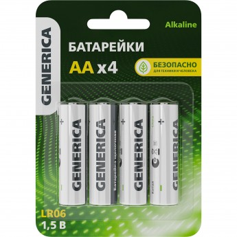 Батарейка щелочная IEK Alkaline LR06/AA (4шт/блистер) GENERICA Батарейка щелочная IEK Alkaline LR06/AA (4шт/блистер) GENERICA