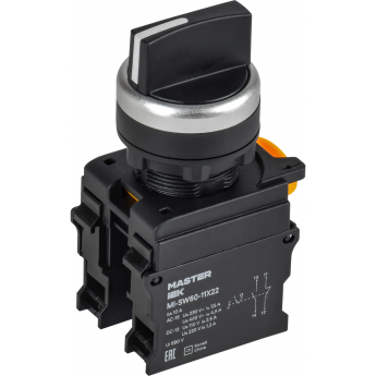 Переключатель на 2 положения возвратный IEK MASTER MI-SW60-11X22-3-24-2-K02 1NO+1NC чёрный