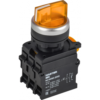 Переключатель с подсветкой на 3 положения IEK MASTER MI-SW60-20XD-4-14-3-K05 2NO жёлтый